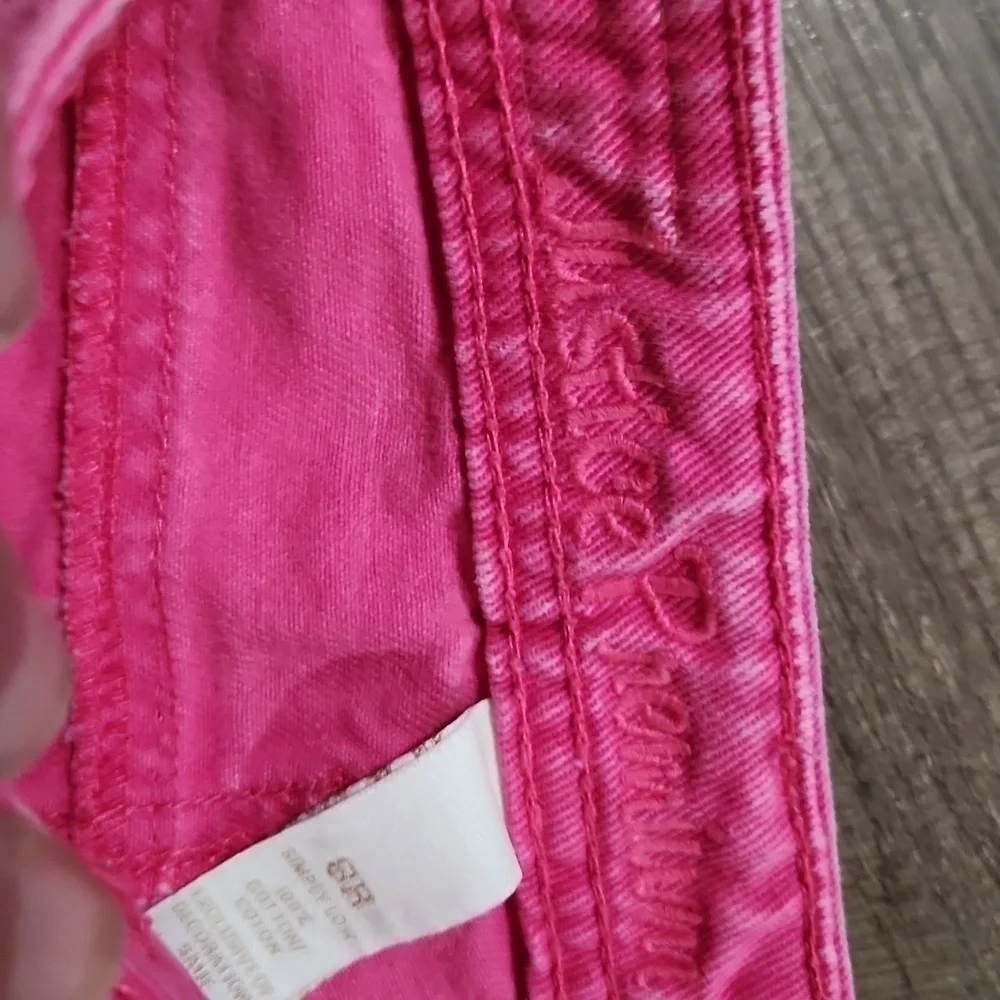 JUSTICE Premium Hot Pink Distressed Denim Shorts Size 8 Regular Vintage